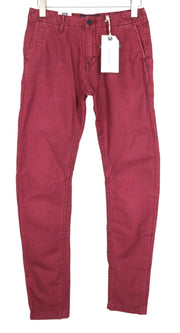 SCOTCH & SODA Theon Men Trousers W29/L34 Taper Slim Fit Pure Cotton Burgundy