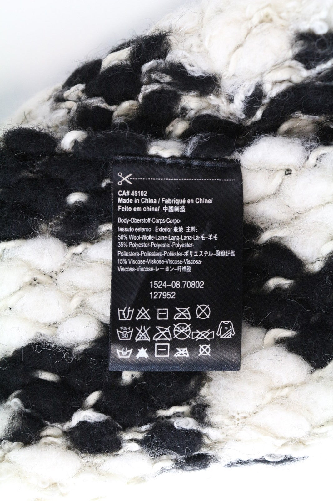 MAISON SCOTCH Women Scarf OS Beige Black Wool Blend Triangle Patterned