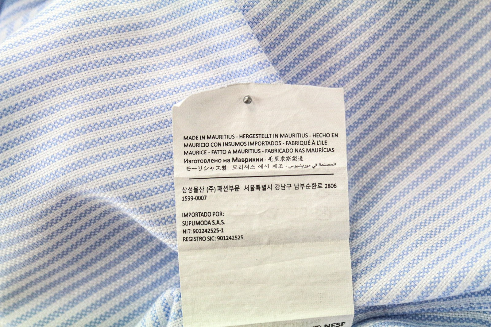 SUITSUPPLY Men Shirt 37/14 1/2 Extra Slim Blue Pure Cotton Striped Classic
