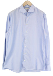 SUITSUPPLY Men Shirt 44/17 1/2 Extra Slim Blue Pure Cotton Stripe Pattern