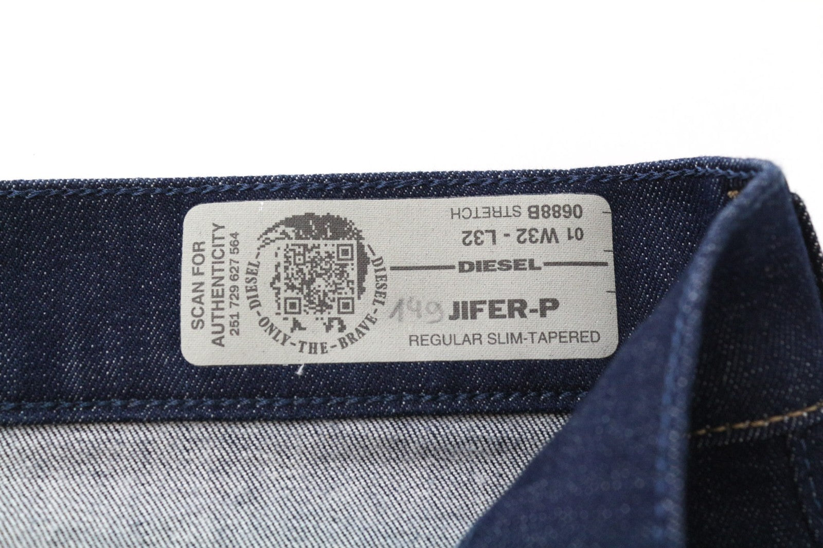 DIESEL Jifer-P 0688B Men Jeans W32/L32 Blue Regular Slim Taper Stretch Buttoned