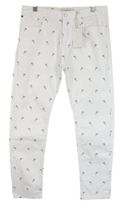 SCOTCH & SODA Dean Men Jeans W32/L32 Off-White Loose Taper Stretch Palm Trees