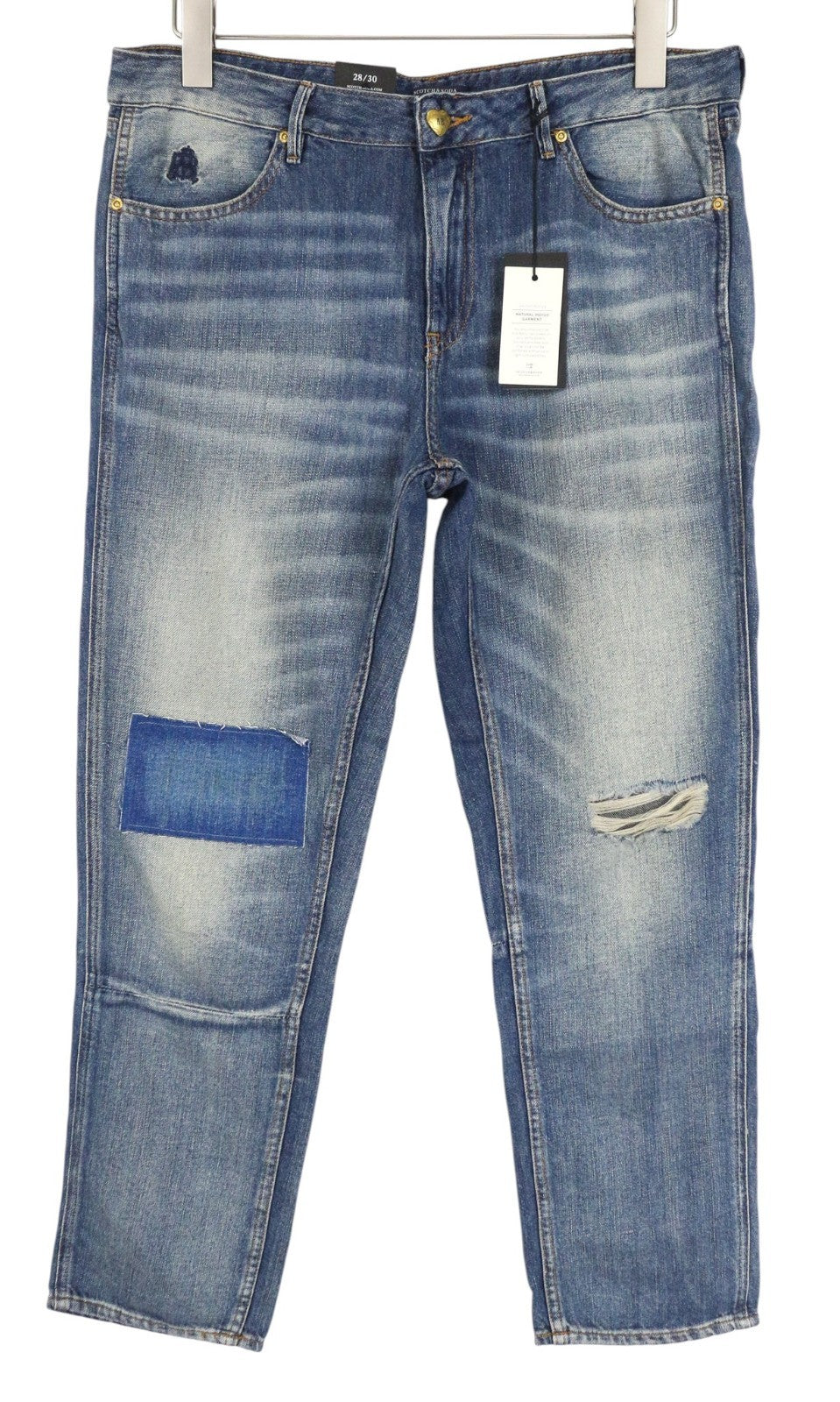 SCOTCH & SODA Bandit Women Jeans W28/L30 Linen Blue Distress Slim Tapered
