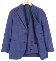 SUITSUPPLY La Spalla Men Blazer UK32R Blue 2-Piece Slim Wool Silk Linen Melange