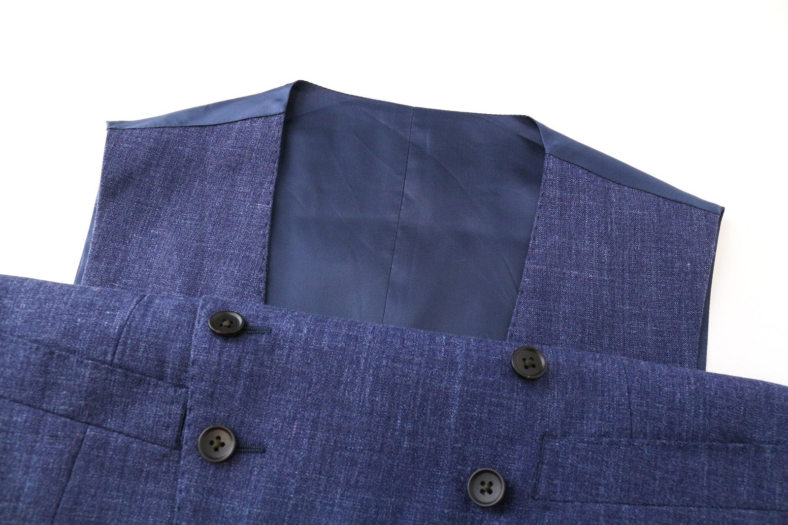 SUITSUPPLY La Spalla Men Blazer UK32R Blue 2-Piece Slim Wool Silk Linen Melange