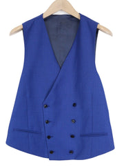 SUITSUPPLY Ferrara Men Waistcoat UK38R Blue Double-Breast Slim Wool Melange