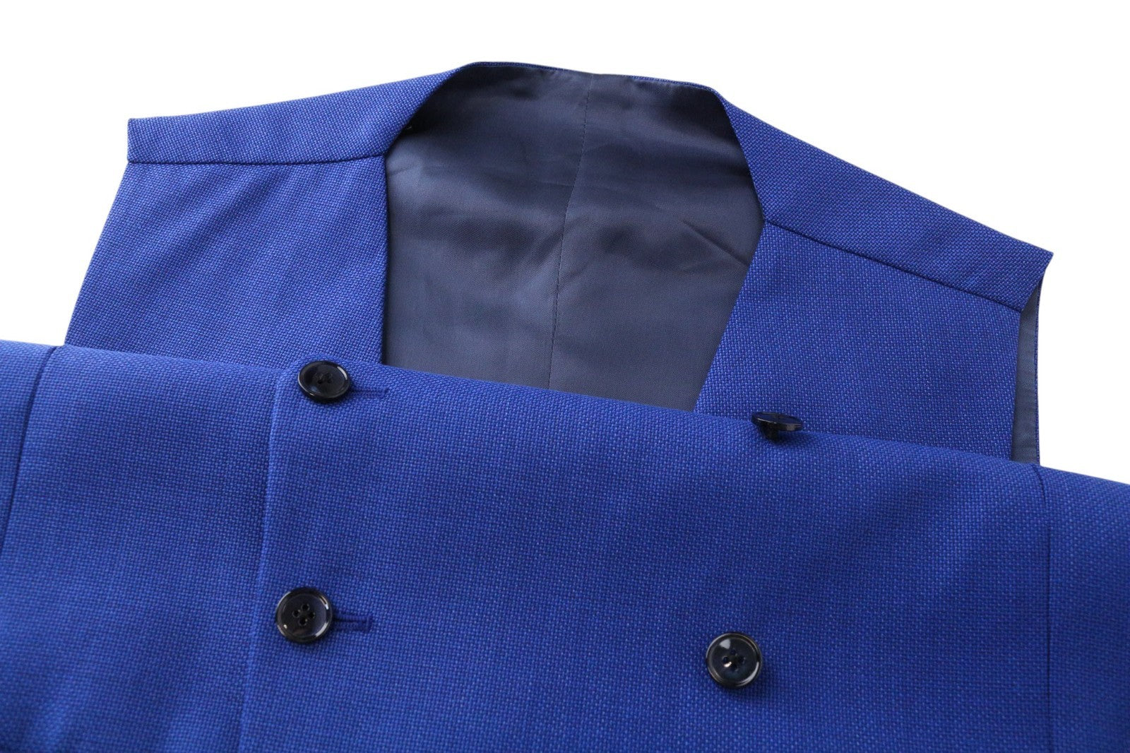 SUITSUPPLY Ferrara Men Waistcoat UK38R Blue Double-Breast Slim Wool Melange