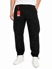 DIESEL P-Argym Men Trousers 54 W37 Black Roomy Knees Cargo RRP225