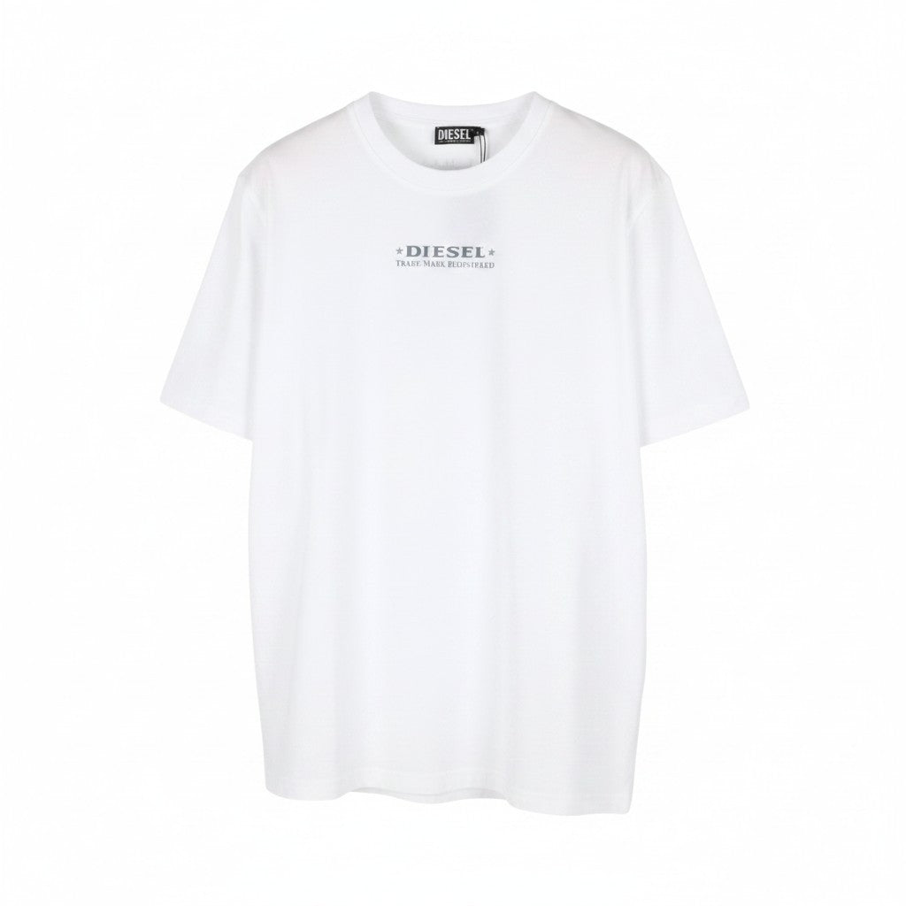 DIESEL T-Just-L4 Men T-Shirt 2XL White Cotton Tricot Crew Neck Short Sleeve