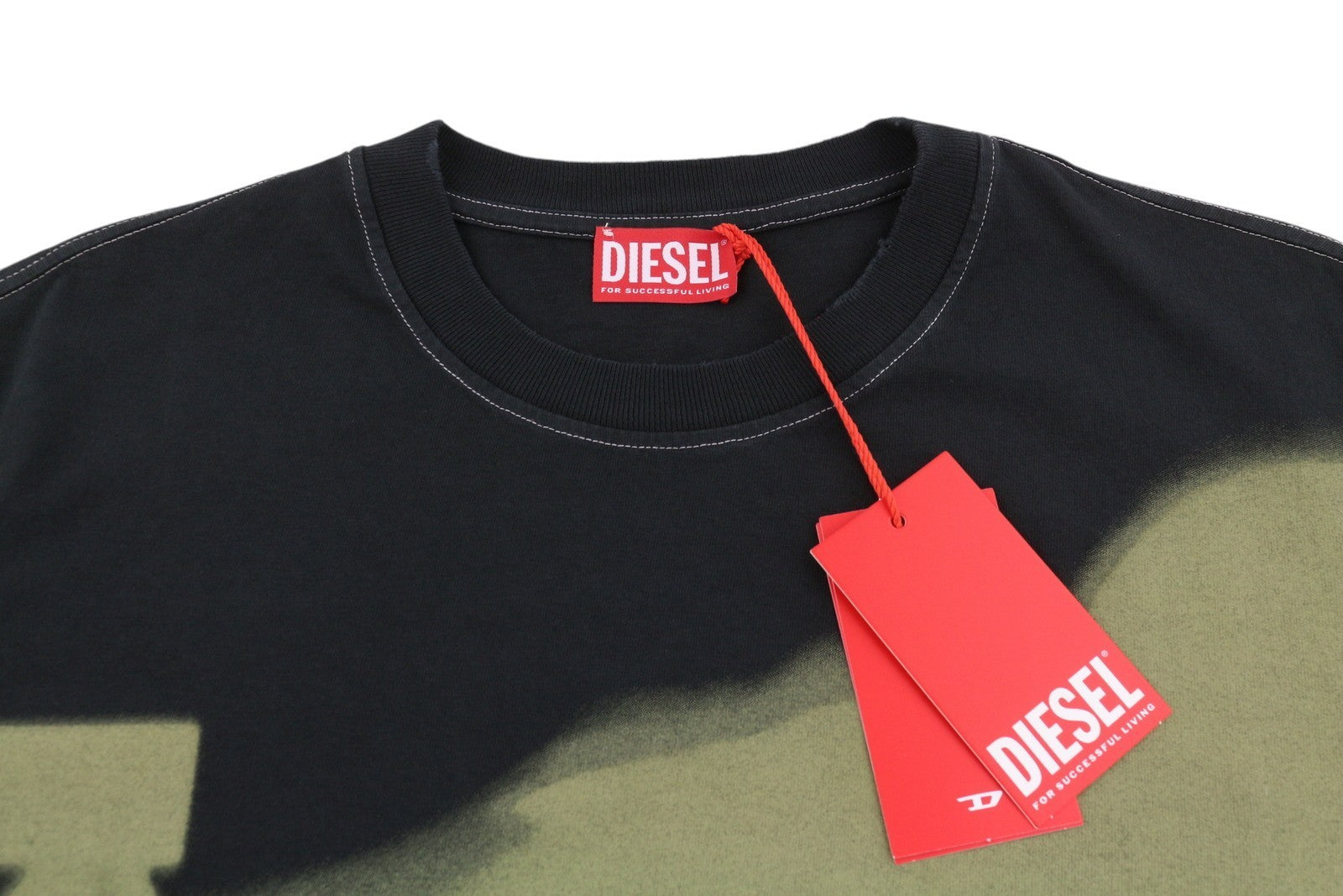 DIESEL T-Just-N13 Men T-Shirt L Black Logo Detail Crew Neck Short Sleeve