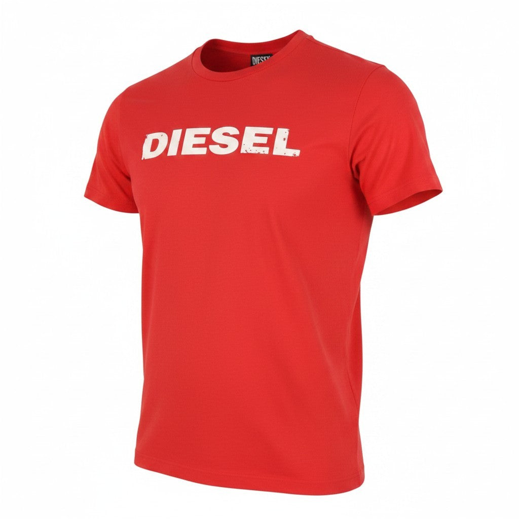 DIESEL T-Just 250232 OFF Men T-Shirt L Red Cotton Crew Collar Short Sleeve