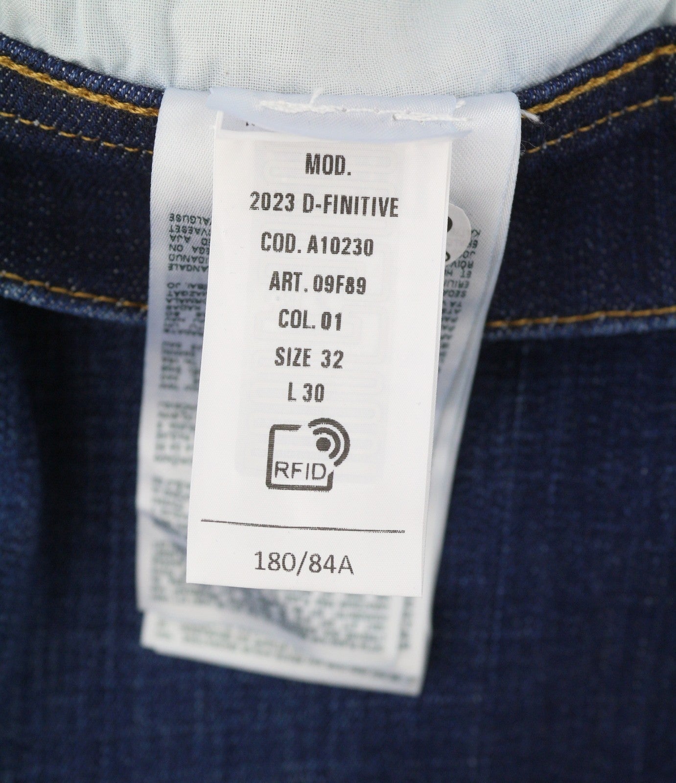DIESEL 2023 D-Finitive 09F89 Men Jeans W32/L30 Blue Faded Tapered Fit RRP150
