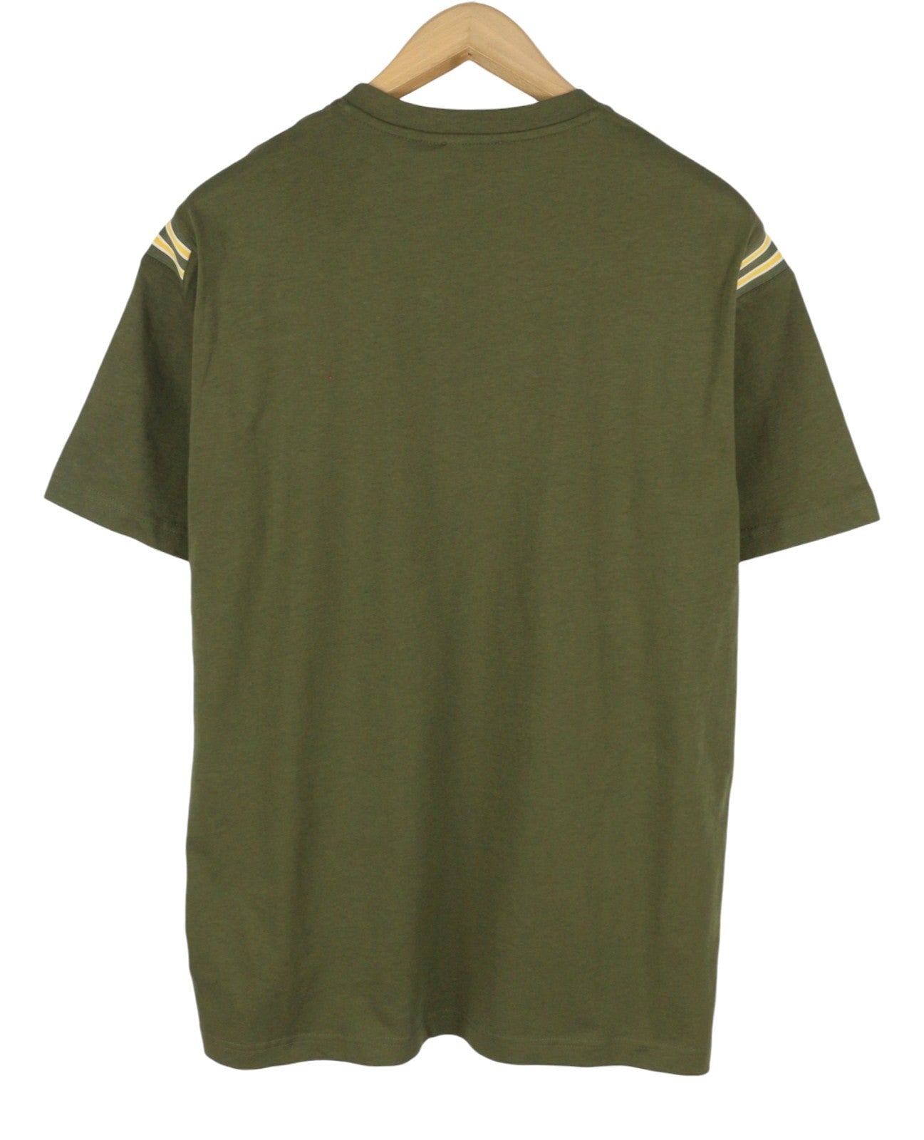 DIESEL T-Just-Rib Men T-Shirt L Khaki Green Cotton Crew Neck Short Sleeved