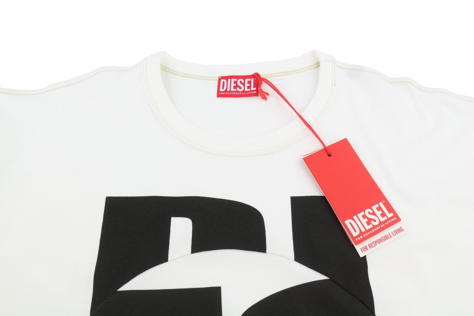DIESEL T-Boxt-Circle Men T-Shirt L White Oversized Crew Neck Short Sleeved