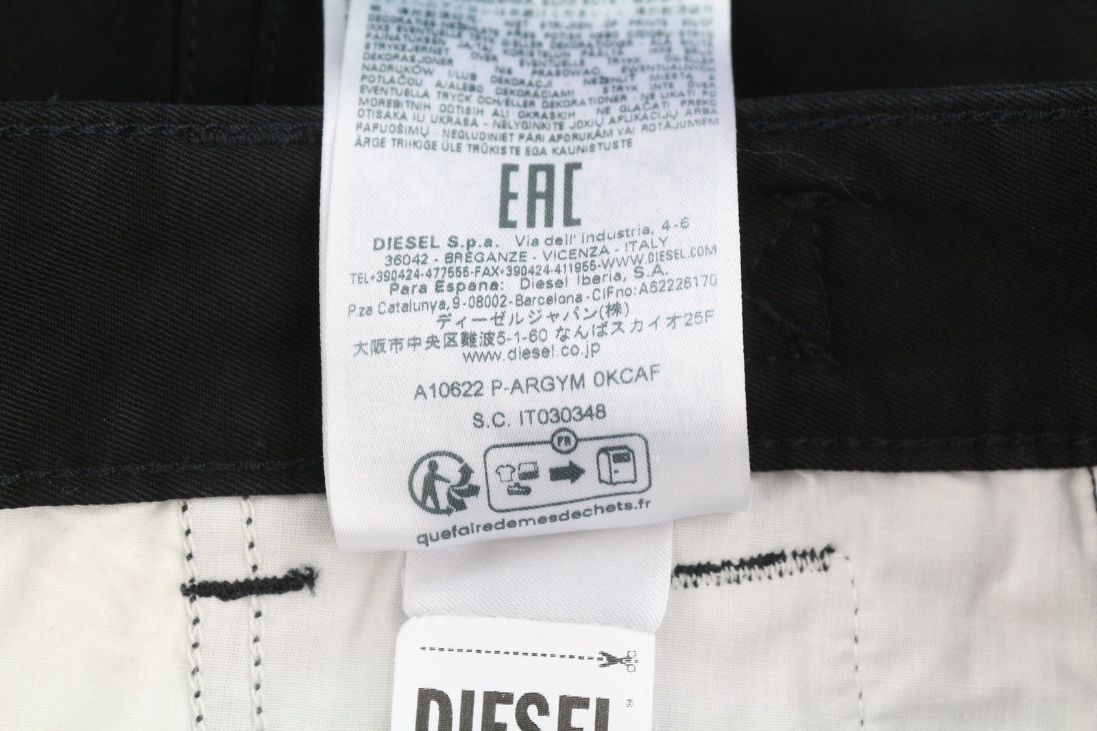 DIESEL P-Argym Men Trousers 56 W39 Black Roomy Knees Cargo RRP225