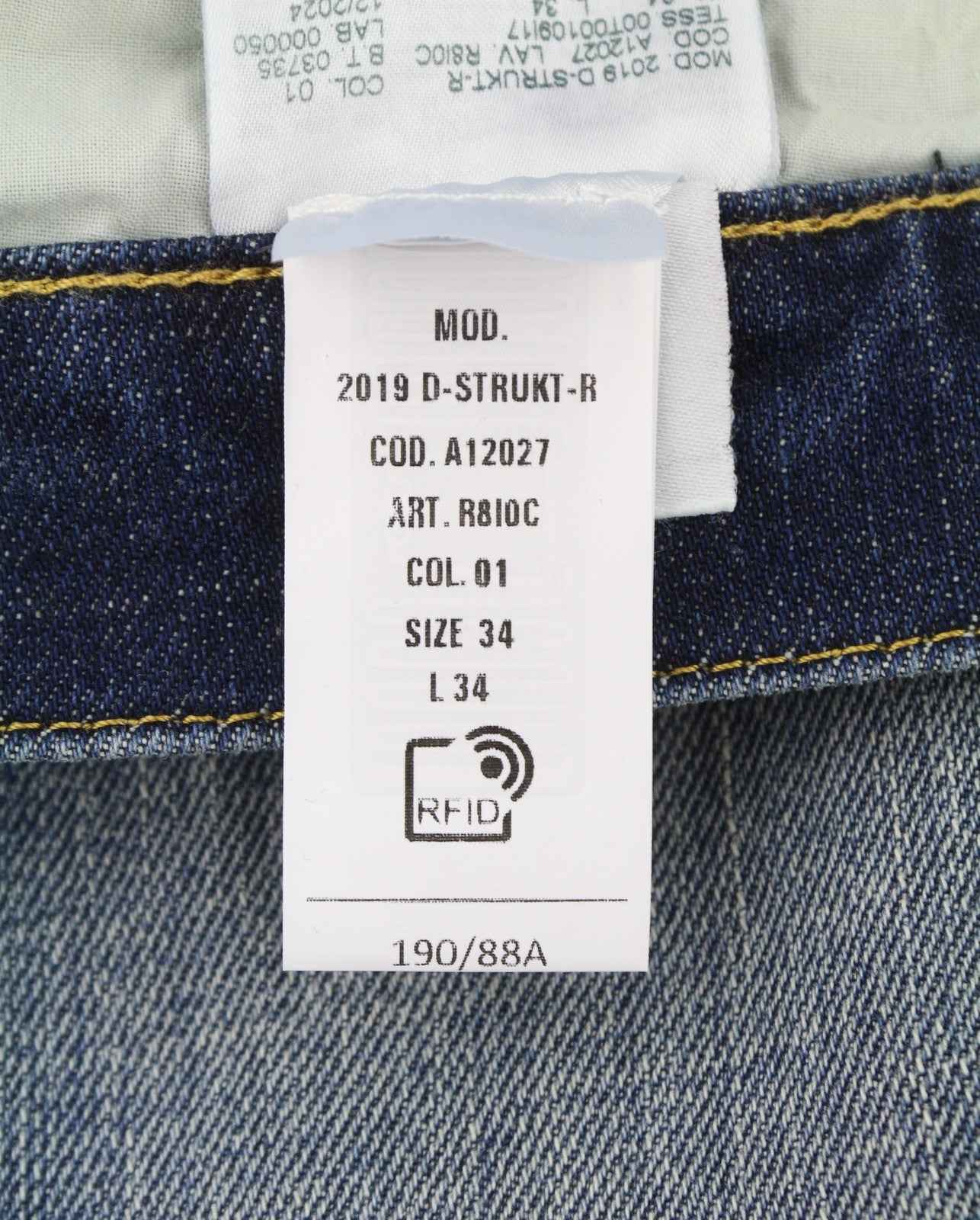 DIESEL 2019 D-Strukt R8I0C Men Jeans W34/L34 Blue Faded Distress RRP250