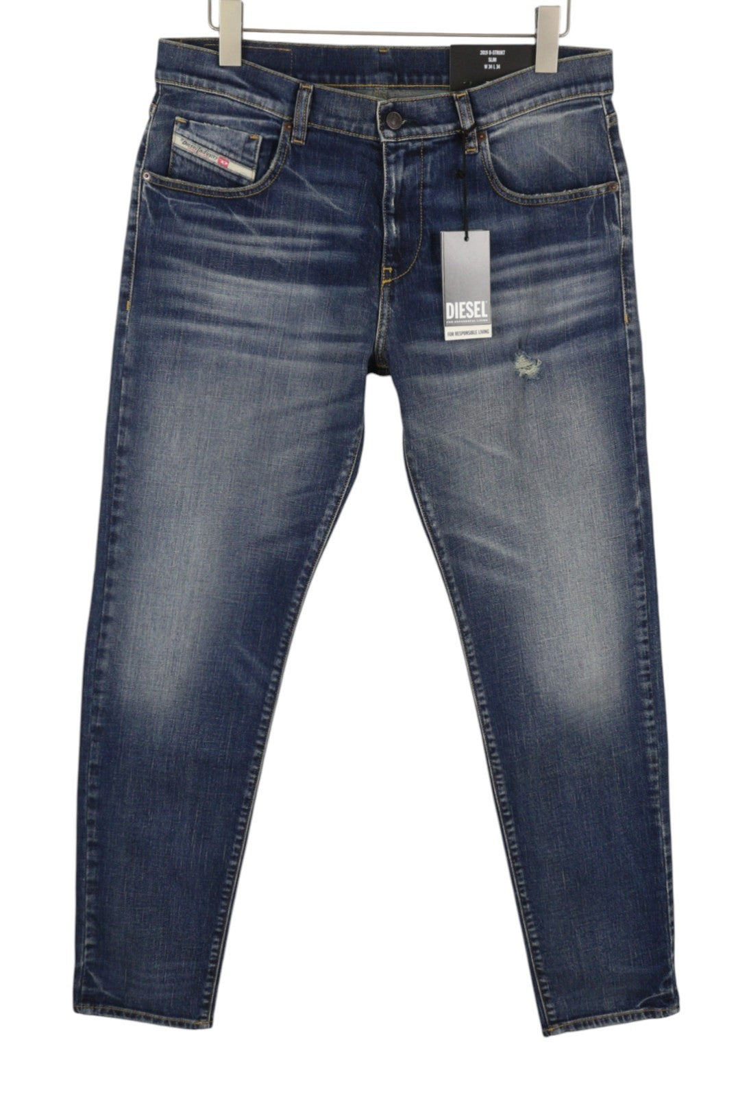 DIESEL 2019 D-Strukt R8I0C Men Jeans W34/L34 Blue Faded Distress RRP250