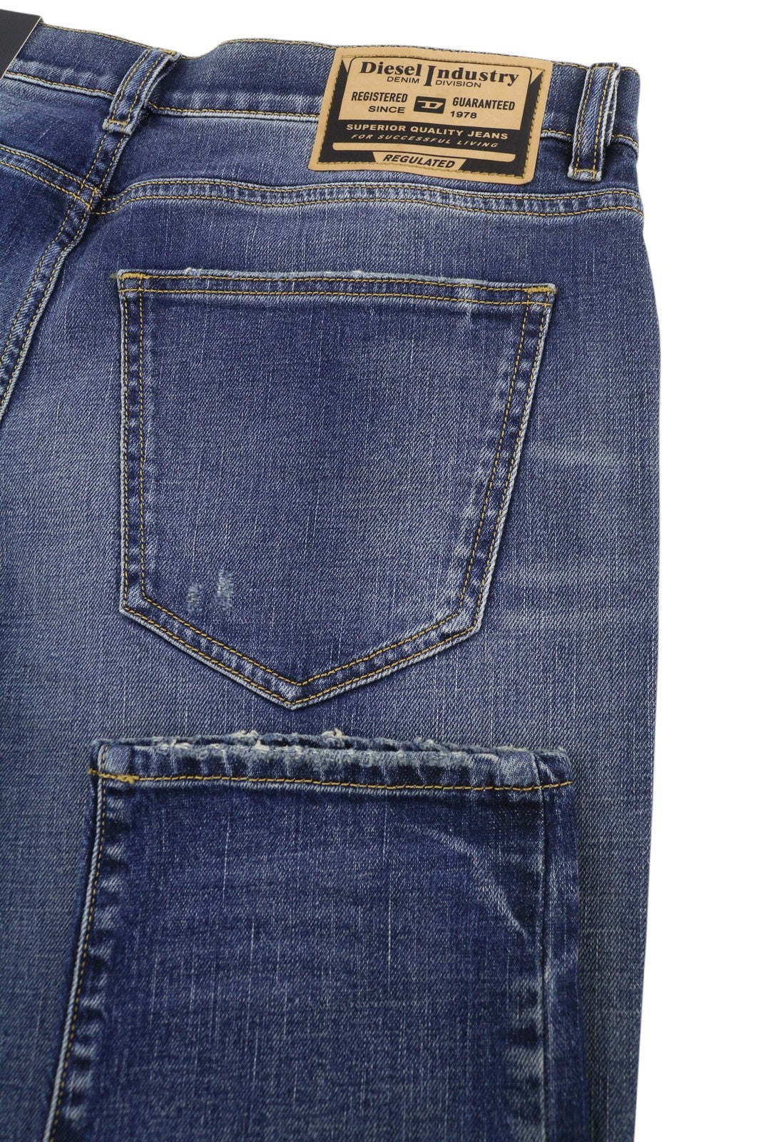DIESEL 2019 D-Strukt R8I0C Men Jeans W34/L34 Blue Faded Distress RRP250
