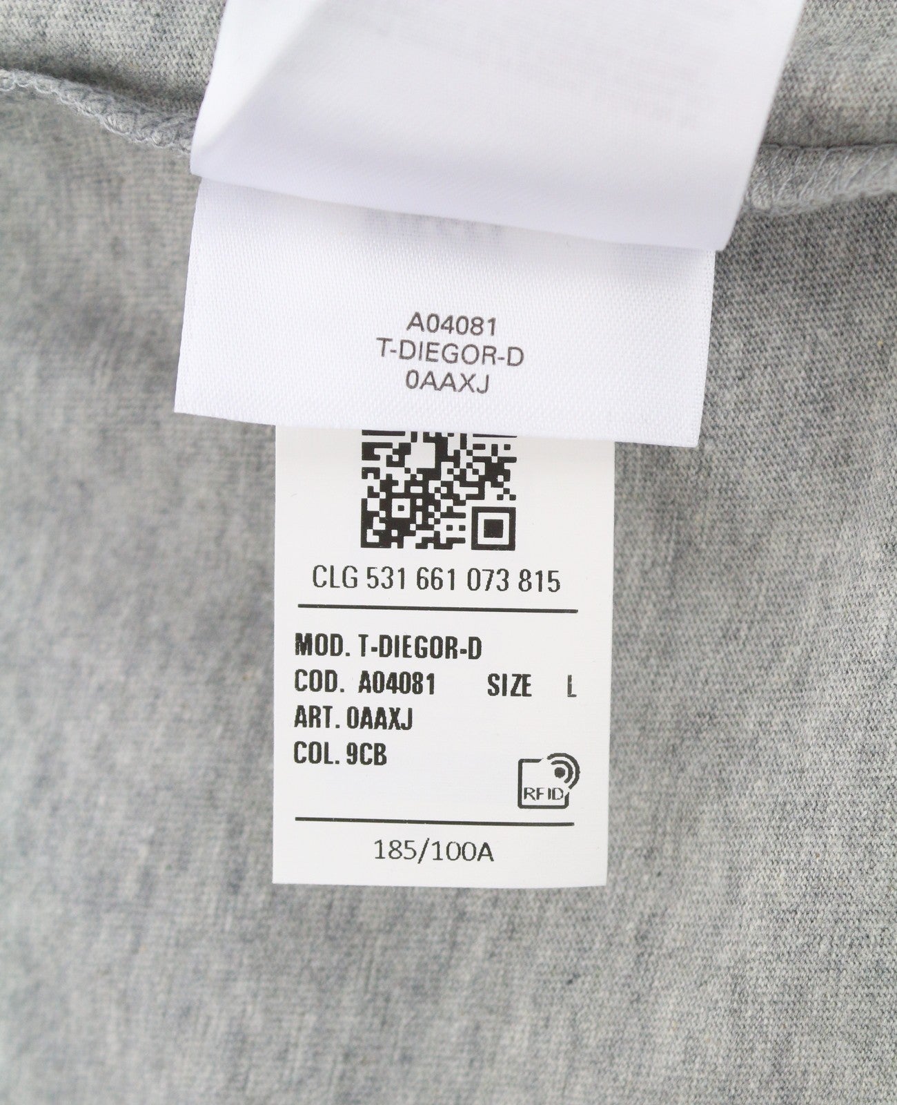DIESEL T-Diegor-D Men T-Shirt L Grey Melange Tricot Crew Neck Short Sleeved