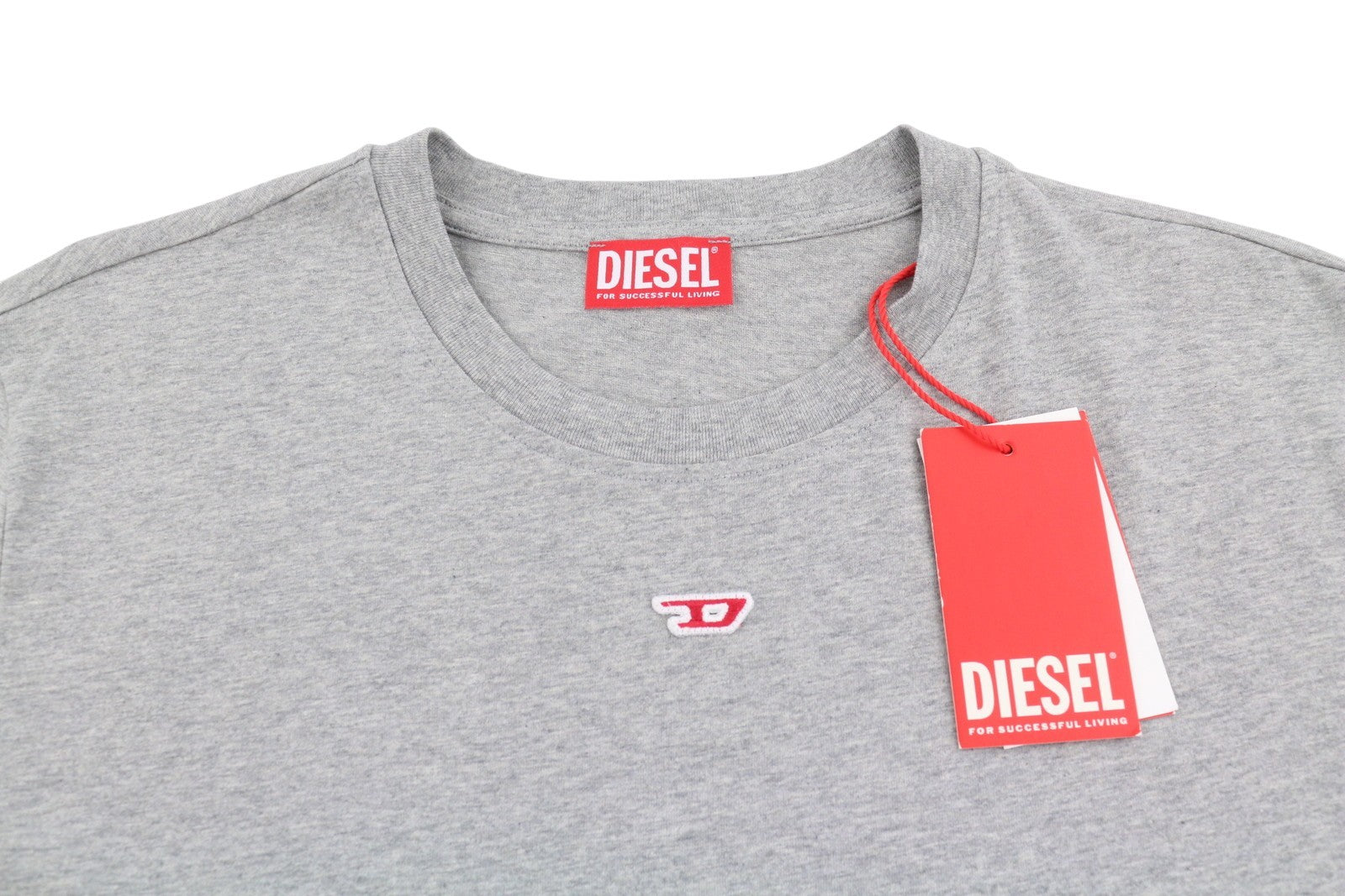 DIESEL T-Diegor-D Men T-Shirt L Grey Melange Tricot Crew Neck Short Sleeved