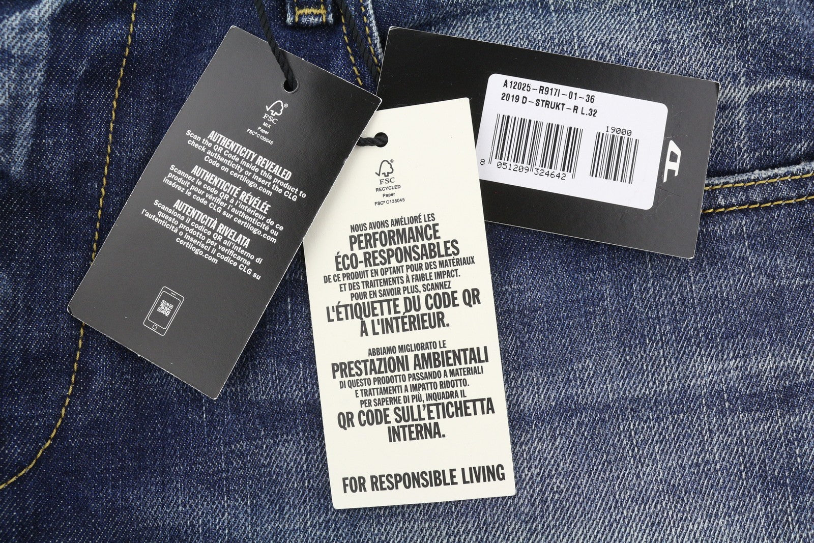 DIESEL 2019 D-Strukt R917I Men Jeans W36/L32 Blue Faded Distress Slim RRP195