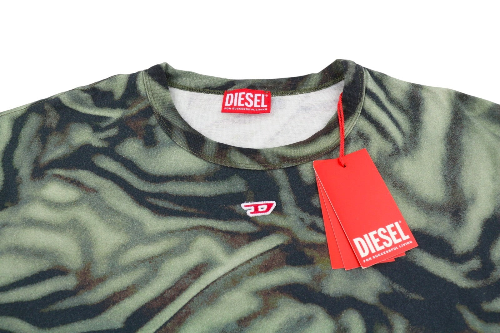 DIESEL T-Boxt-N3 Men T-Shirt M Green Zebra-Camo Print Short Sleeve RRP150