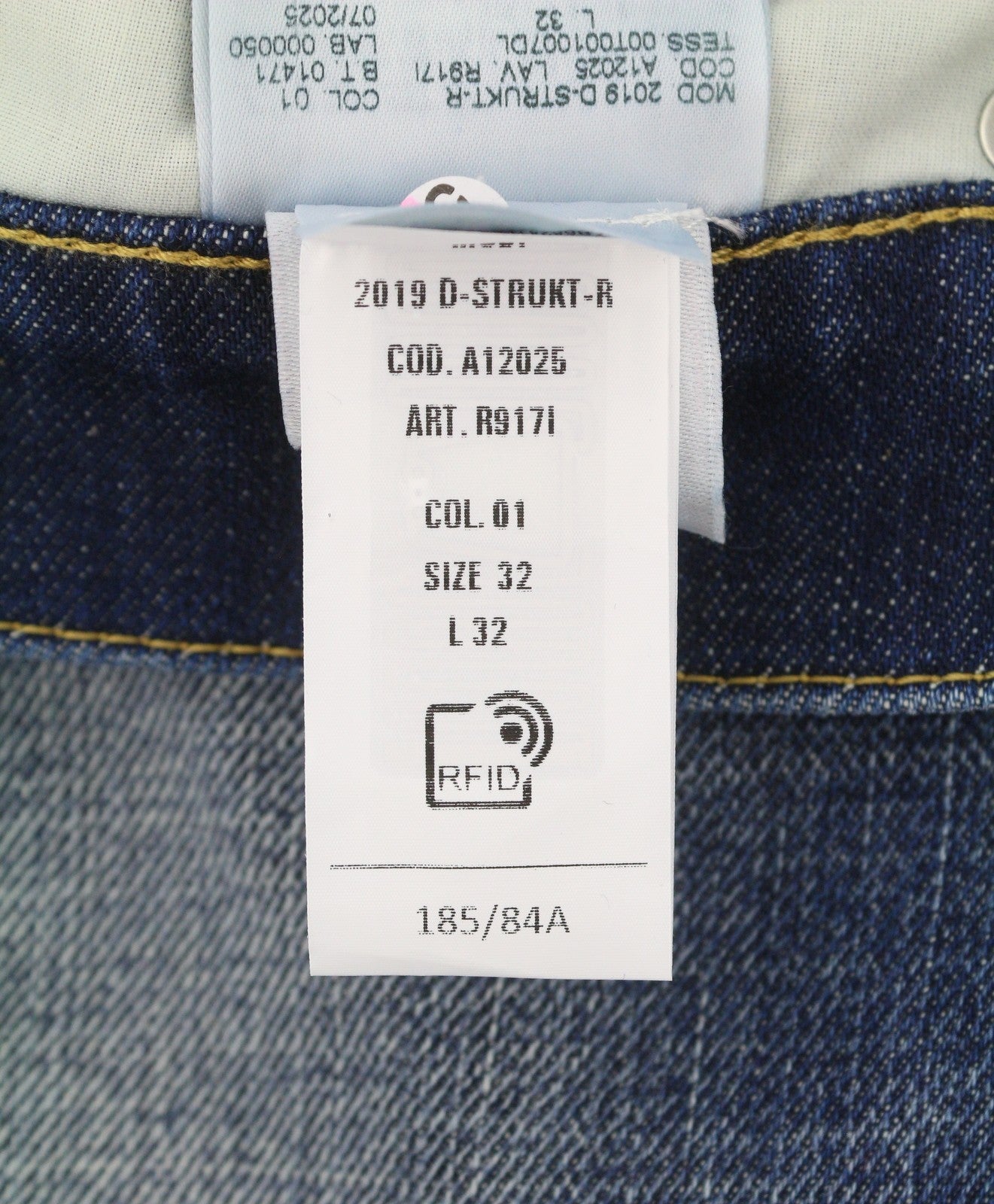 DIESEL 2019 D-Strukt R917I Men Jeans W32/L32 Blue Faded Distress Slim RRP195