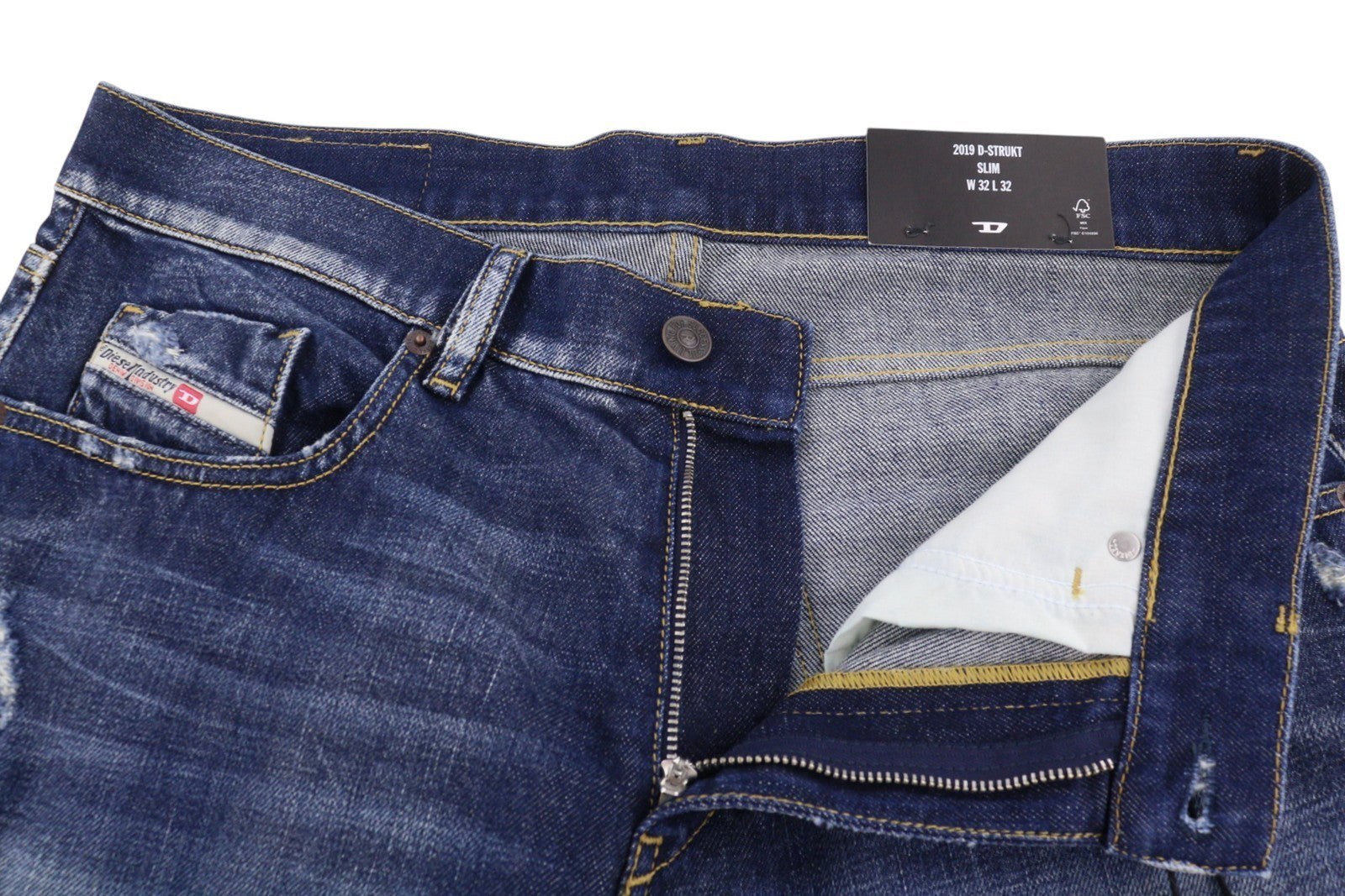 DIESEL 2019 D-Strukt R917I Men Jeans W32/L32 Blue Faded Distress Slim RRP195