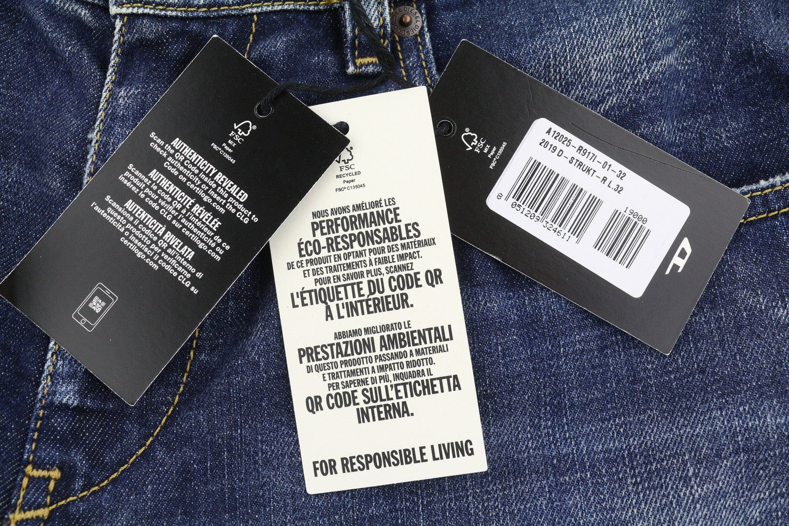 DIESEL 2019 D-Strukt R917I Men Jeans W32/L32 Blue Faded Distress Slim RRP195