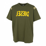 DIESEL T-Just-Rib Men T-Shirt 2XL Khaki Green Cotton Crew Neck Short Sleeve