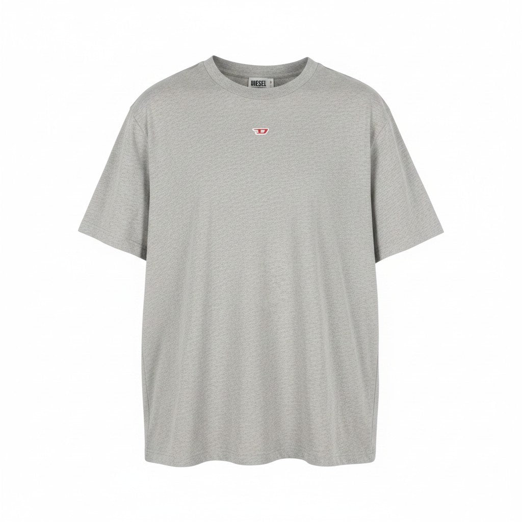 DIESEL T-Diegor-D Men T-Shirt L Grey Melange Tricot Crew Neck Short Sleeve