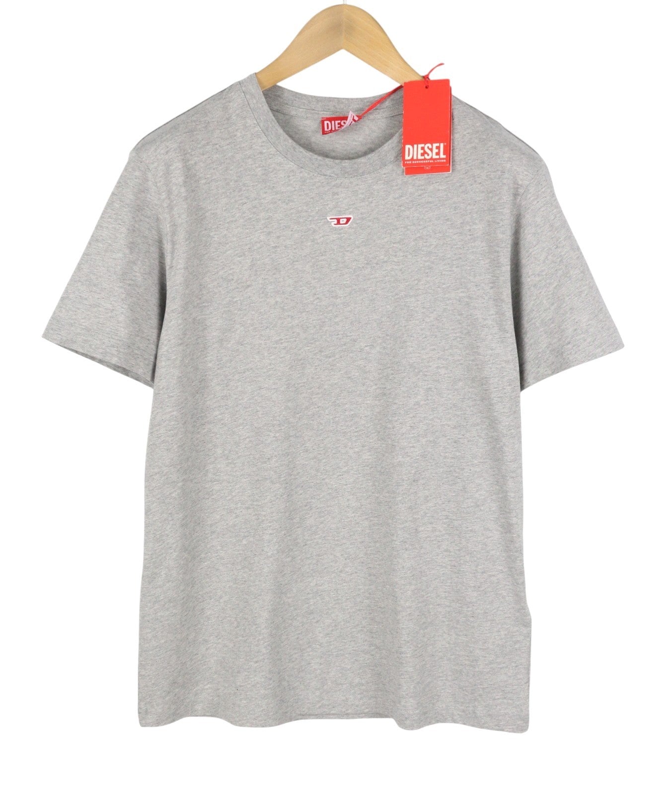 DIESEL T-Diegor-D Men T-Shirt L Grey Melange Tricot Crew Neck Short Sleeve