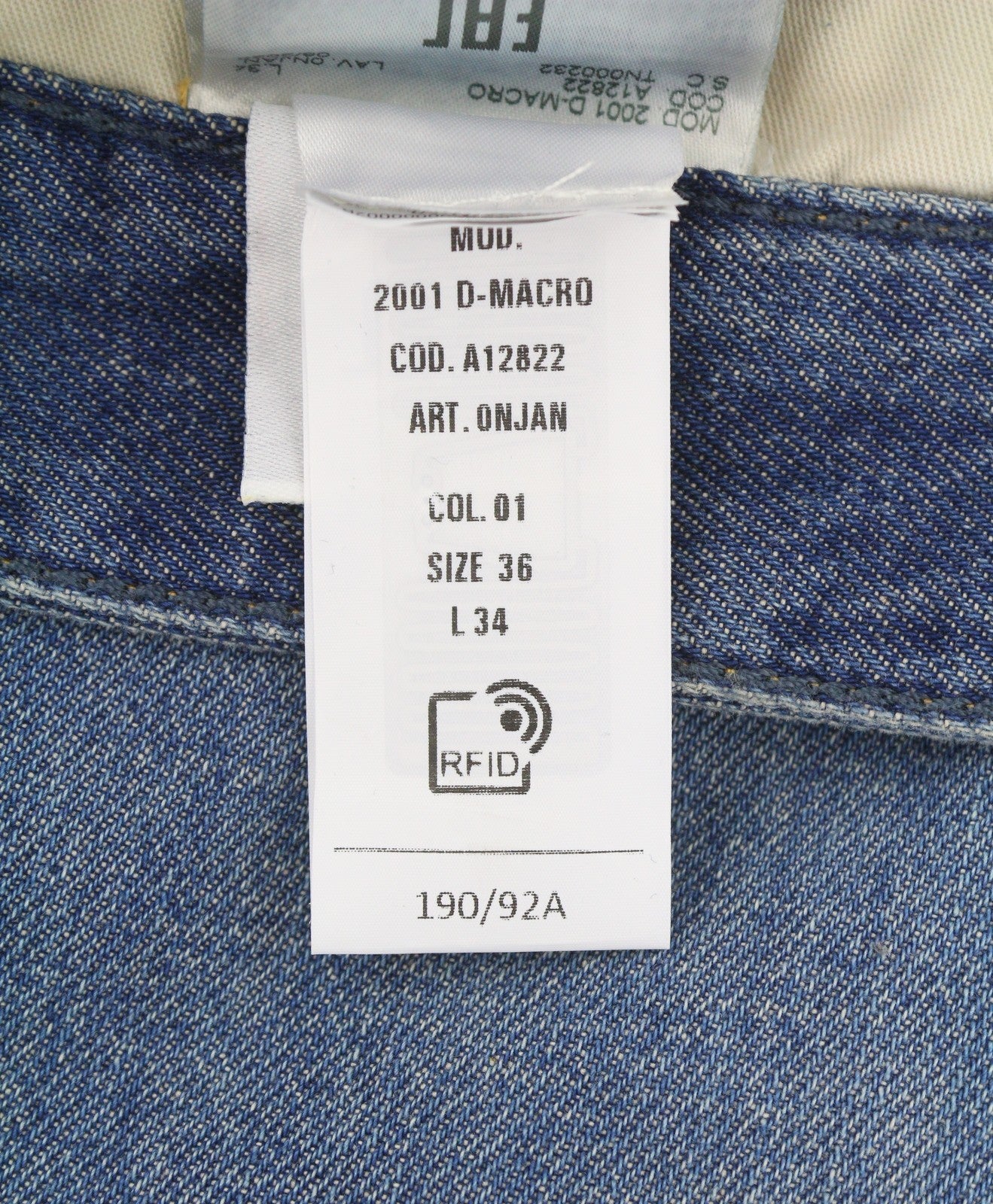 DIESEL 2001 D-Macro 0NJAN Men Jeans W36/L34 Blue Loose Fit Straight Leg RRP175