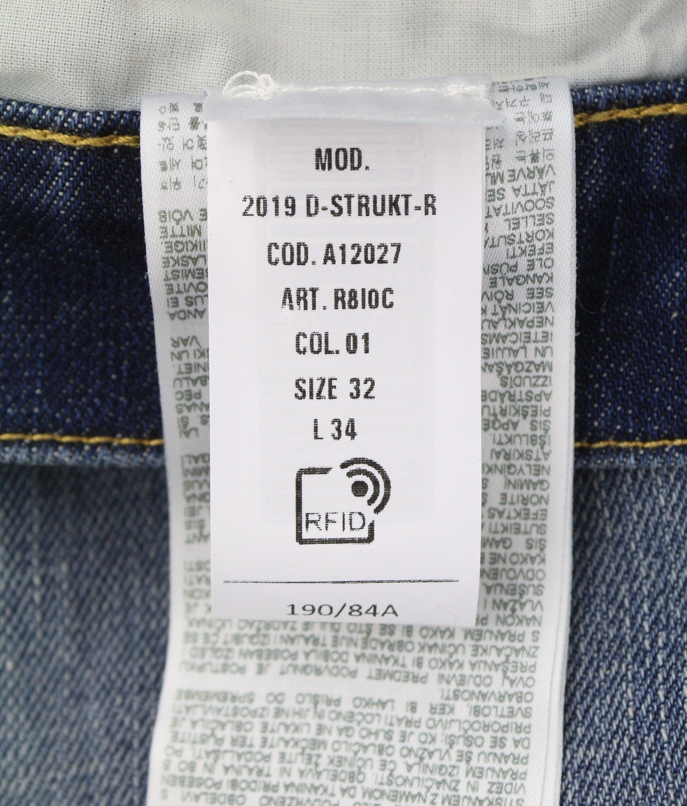 DIESEL 2019 D-Strukt R8I0C Men Jeans W32/L34 Blue Faded Distress Slim RRP250