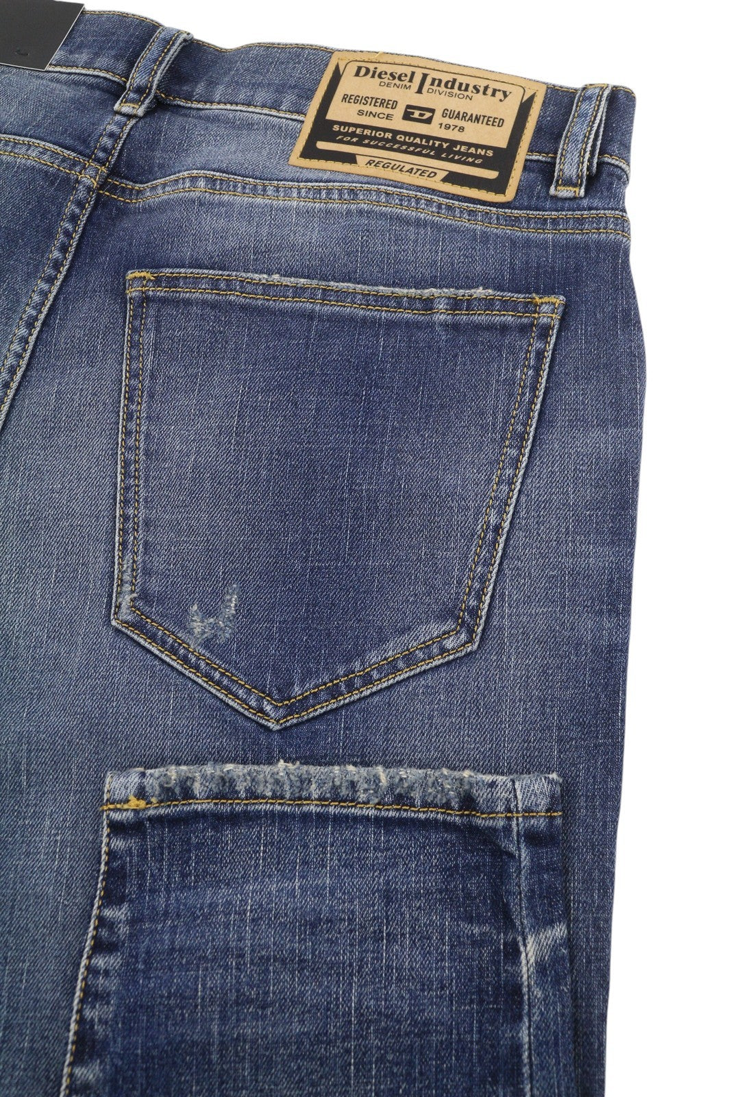 DIESEL 2019 D-Strukt R8I0C Men Jeans W32/L34 Blue Faded Distress Slim RRP250