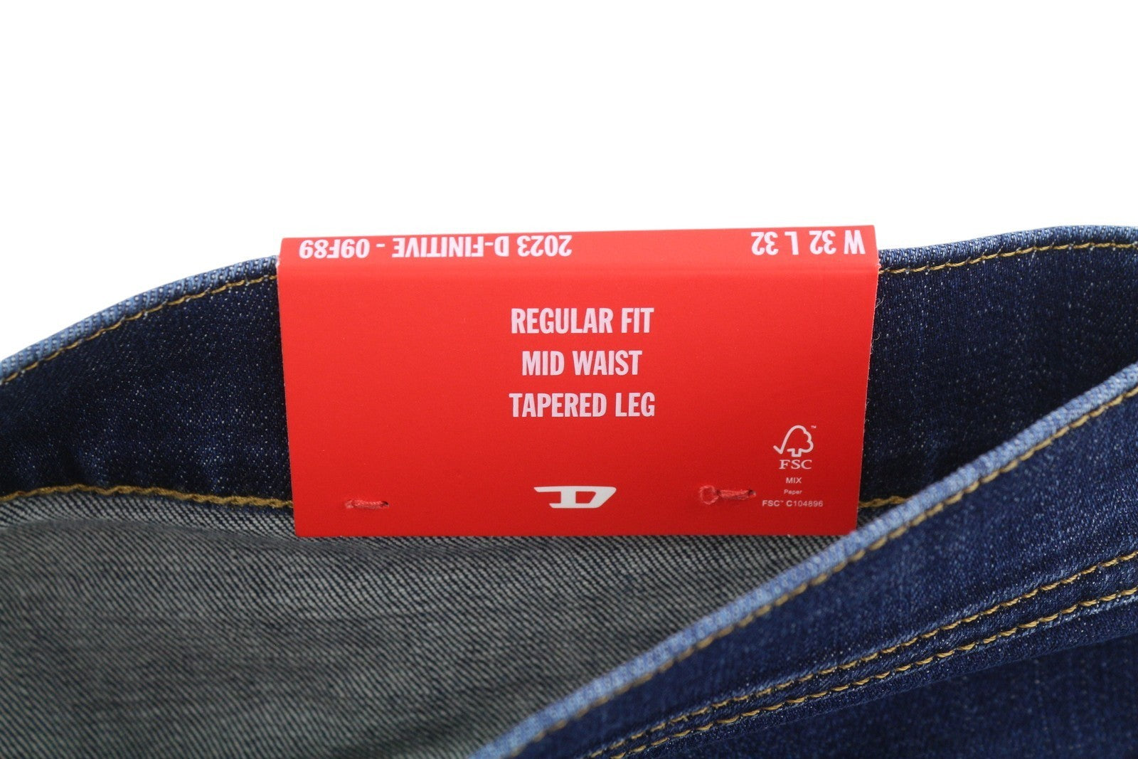 DIESEL 2023 D-Finitive 09F89 Men Jeans W32/L32 Blue Faded Tapered Fit RRP150
