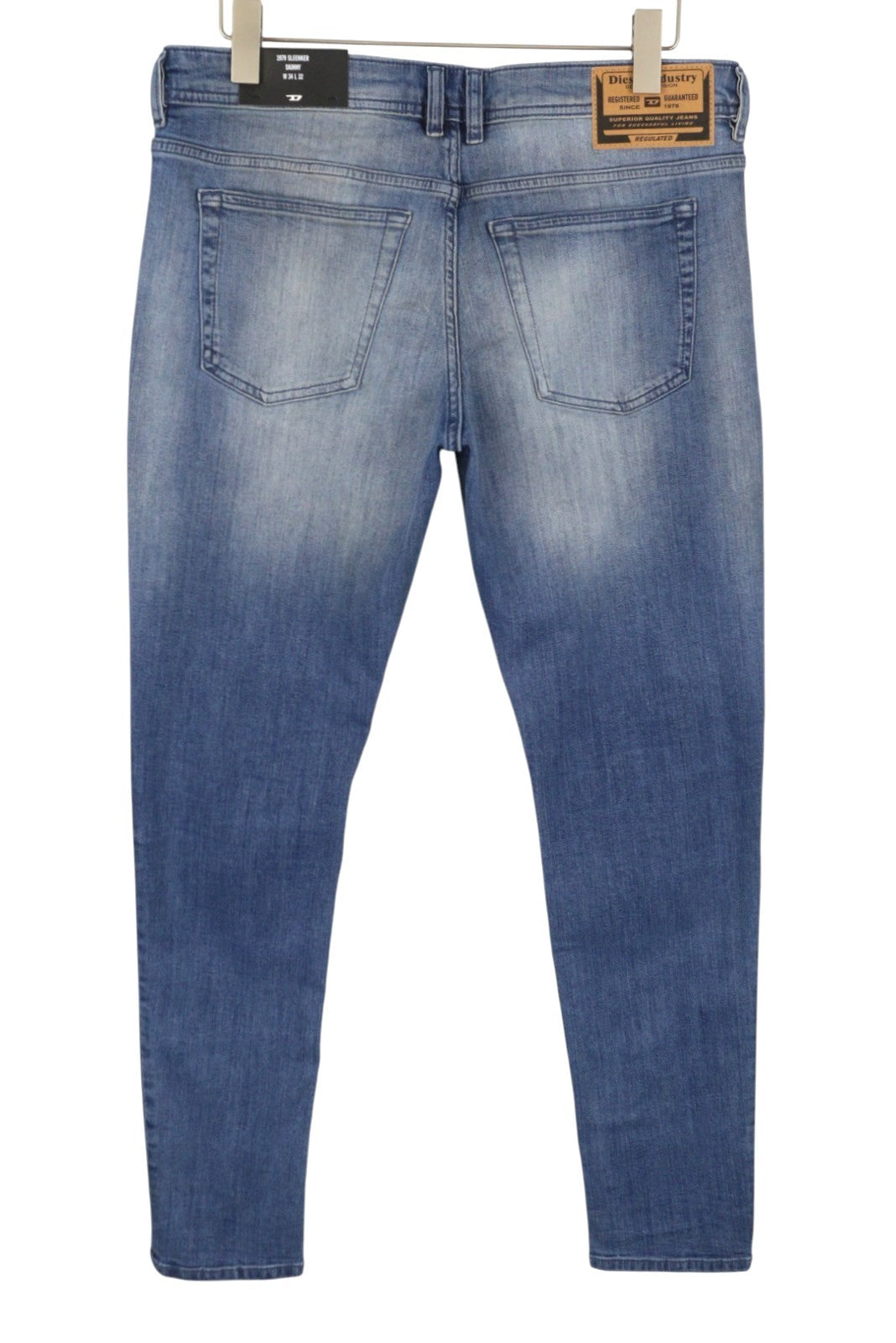 DIESEL 1979 Sleenker RBG04 Men Jeans W34/L32 Blue Distress Faded Skinny RRP195