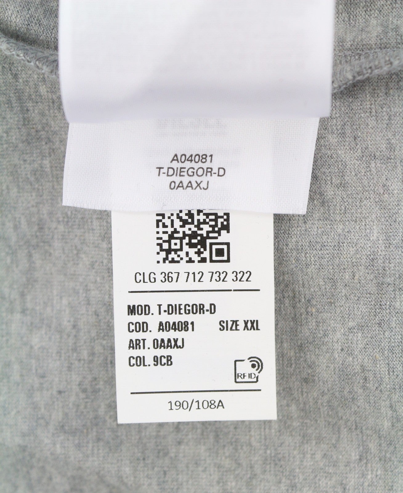 DIESEL T-Diegor-D Men T-Shirt 2XL Grey Melange Tricot Crew Neck Short Sleeve