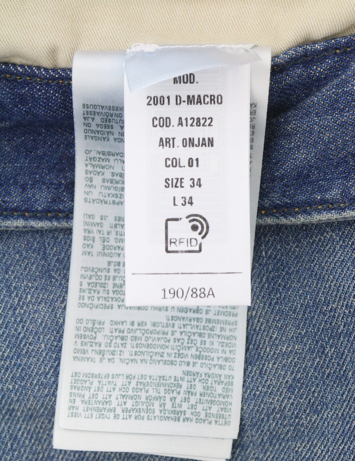 DIESEL 2001 D-Macro 0NJAN Men Jeans W34/L34 Blue Loose Fit Straight Leg RRP175