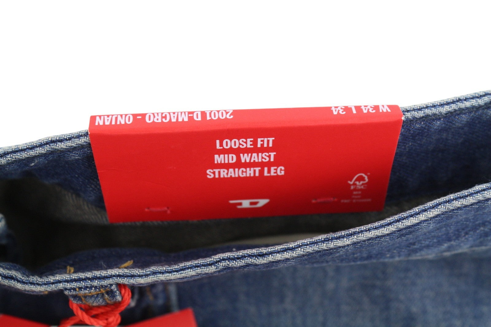 DIESEL 2001 D-Macro 0NJAN Men Jeans W34/L34 Blue Loose Fit Straight Leg RRP175
