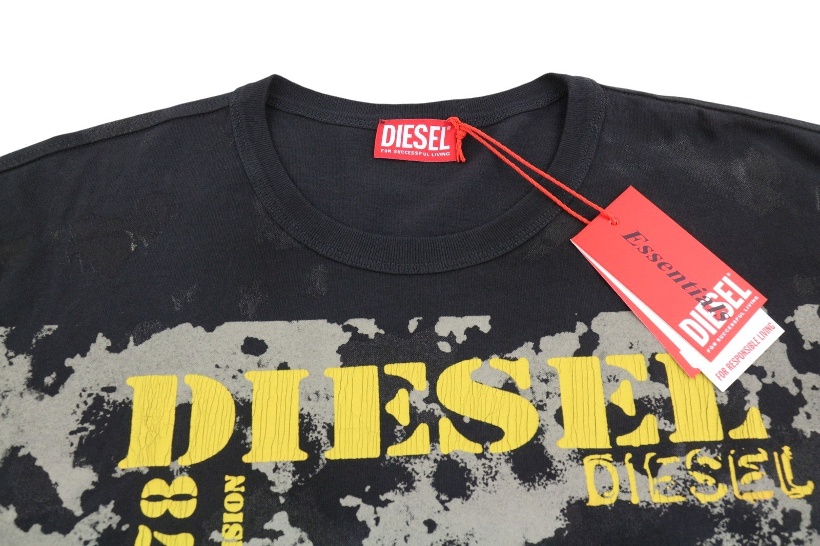DIESEL T-Boxt-Q4 Men T-Shirt L Black Patterned Oversized Crew Short Sleeve