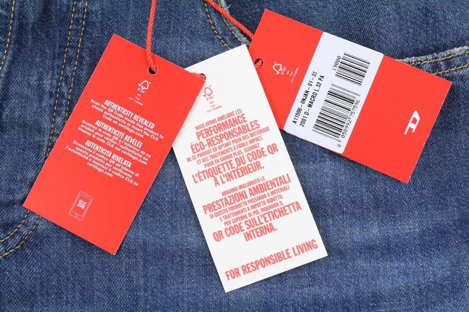 DIESEL 2001 D-Macro 0NJAN Men Jeans W33/L32 Blue Loose Fit Straight Leg RRP175