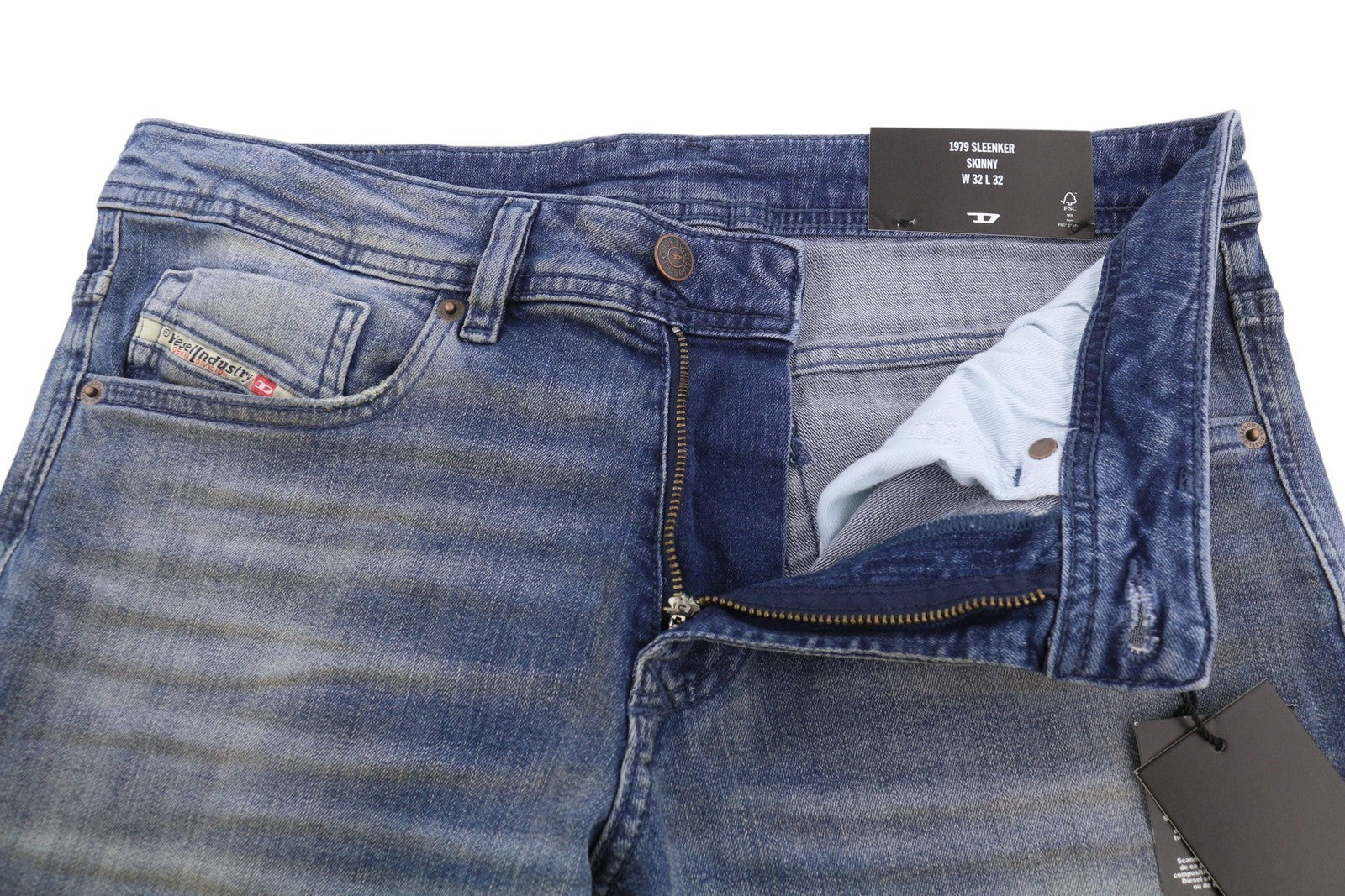 DIESEL 1979 Sleenker RBG04 Men Jeans W32/L32 Blue Distress Faded Skinny RRP195