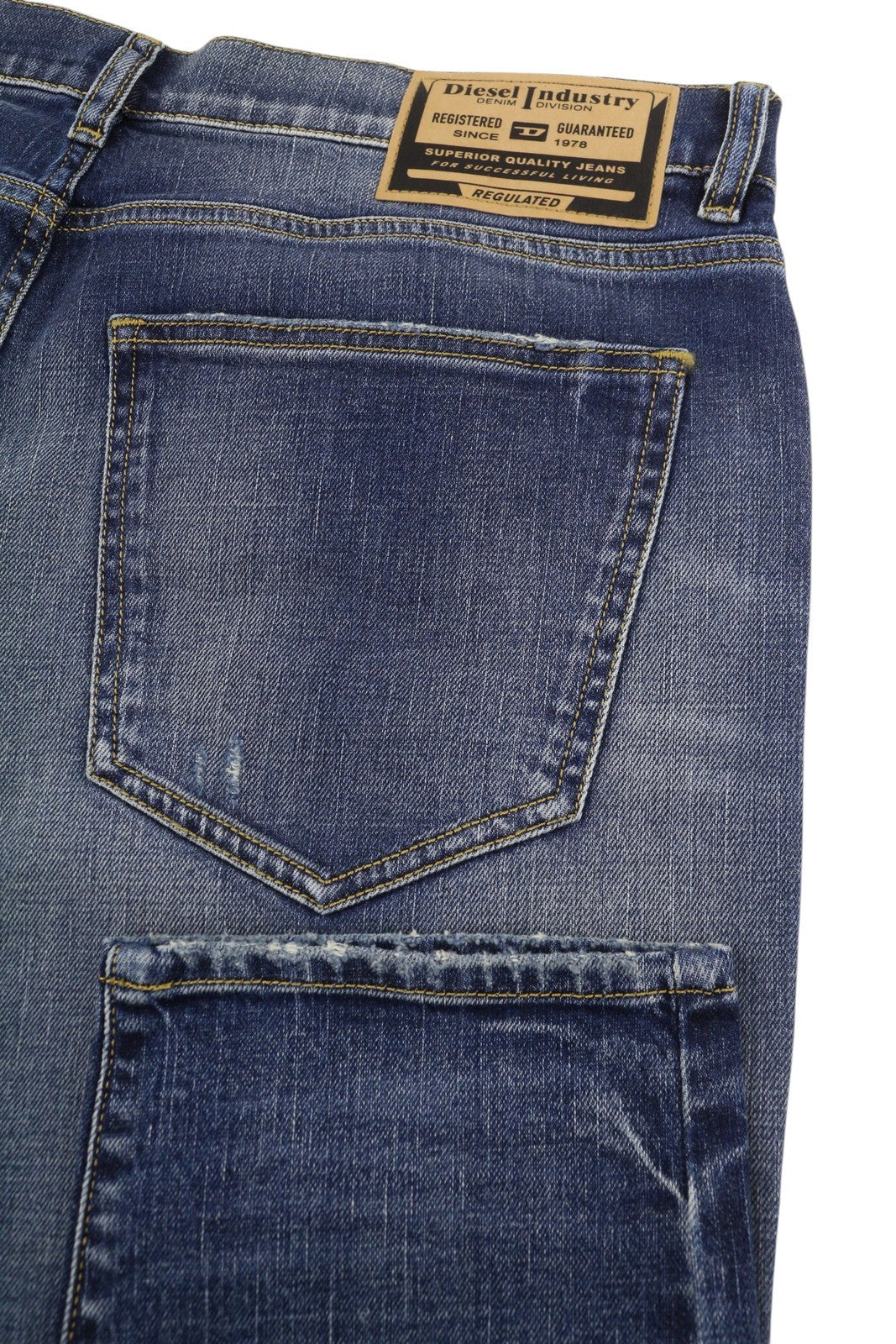 DIESEL 2019 D-Strukt R8I0C Men Jeans W36/L34 Blue Faded Distress RRP250