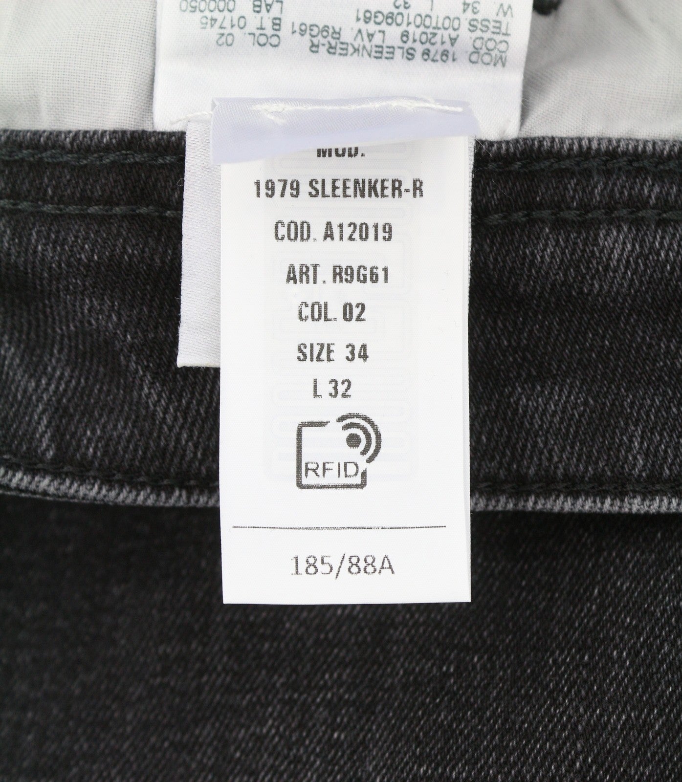 DIESEL 1979 Sleenker R9G61 Men Jeans W34/L32 Black Whiskers Faded Skinny RRP150