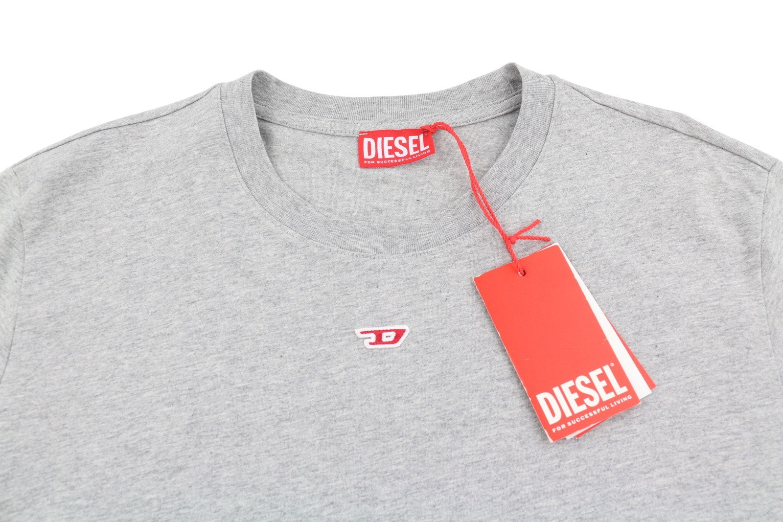 DIESEL T-Diegor-D Men T-Shirt XL Grey Melange Tricot Crew Neck Short Sleeve