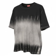 DIESEL T-Adjust-R21 Men T-Shirt 2XL Black Tie-Dyed Print Crew Neck Short Sleeved