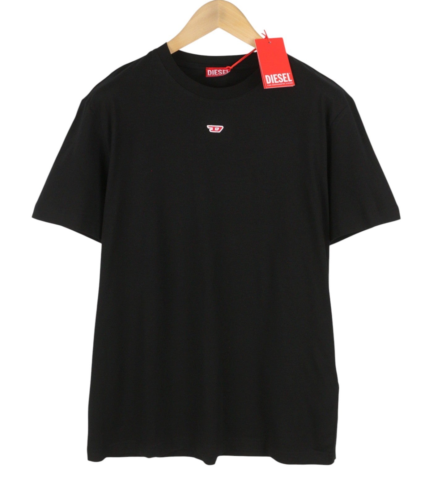 DIESEL T-Diegor-D Men T-Shirt L Black Cotton Tricot Crew Neck Short Sleeve