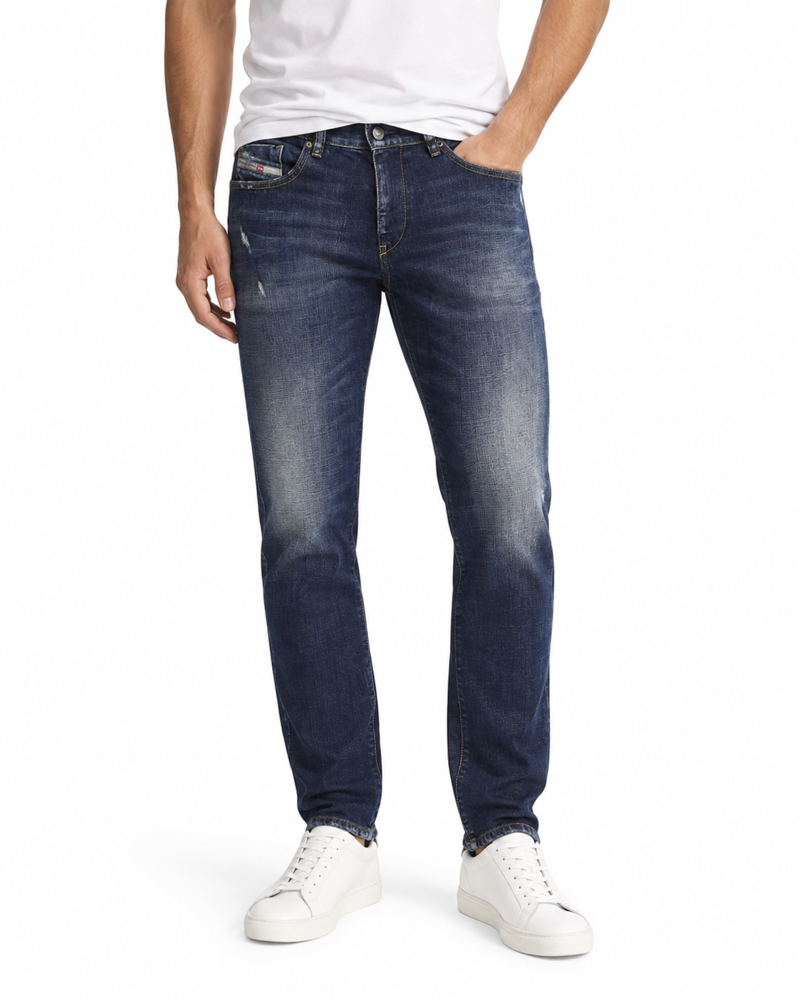 DIESEL 2019 D-Strukt R917I Men Jeans W34/L32 Blue Faded Distress Slim RRP195