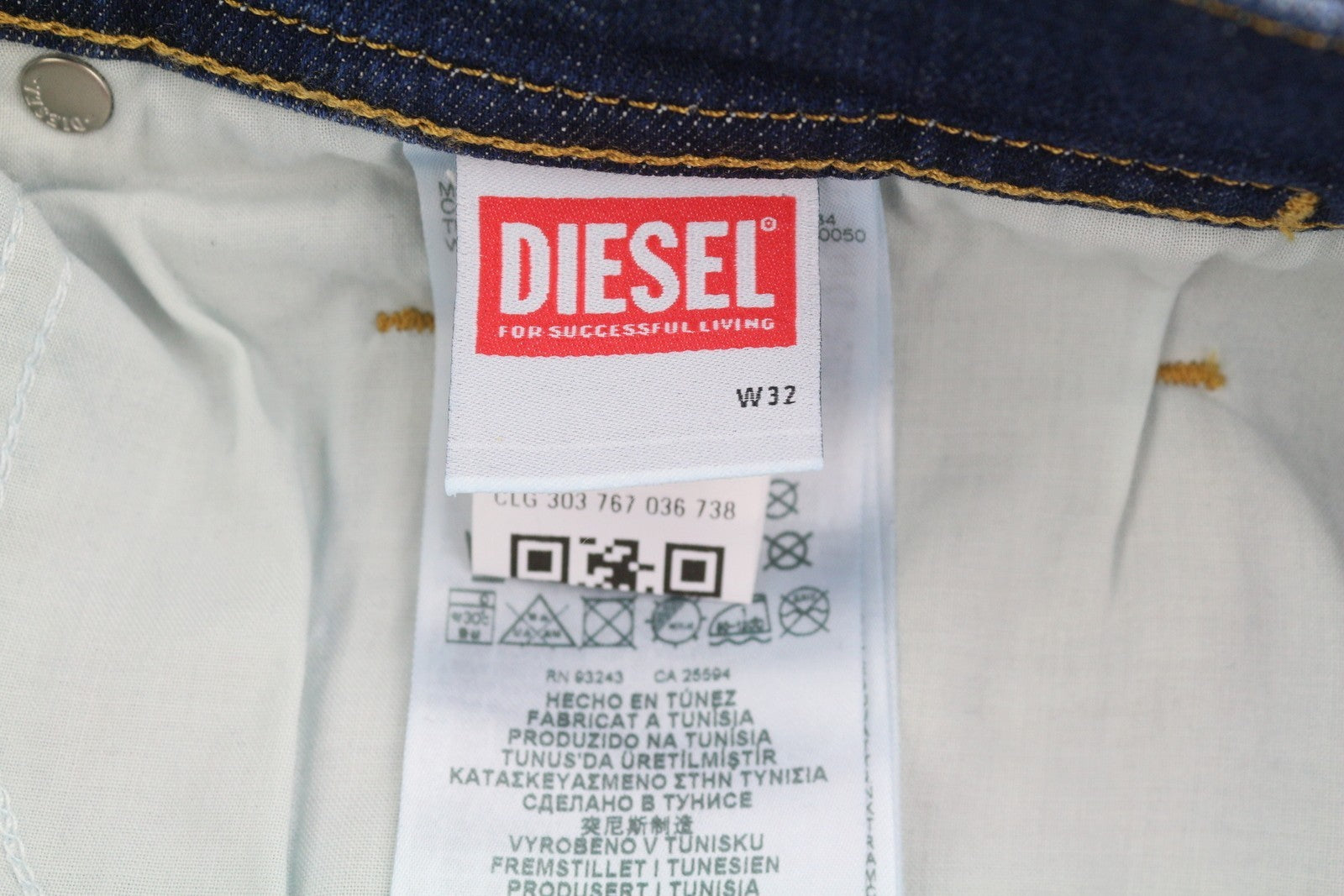 DIESEL 2023 D-Finitive 09F89 Men Jeans W32/L32 Blue Faded Tapered Leg RRP150